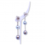 Damiani White Gold Diamond Colored Pearl Earrings- 00356
