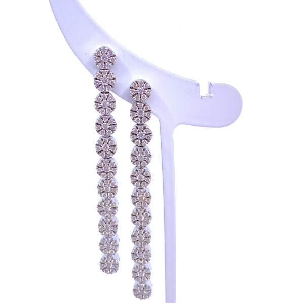 Damiani White Gold Diamond Long Drop Earrings-00400