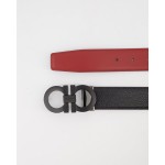 Salvatore Ferragamo - Reversible and Adjustable Gancini Logo Black Belt Black/Red