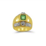 18k Yellow Gold, Emerald and Diamond Ring