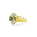 14k Yellow Gold, Diamond and Emerald Ring