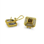 18K Yellow Gold, Diamond and Ruby Earrings