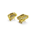 18K Yellow Gold, Diamond and Ruby Earrings