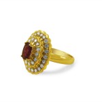 18k Yellow Gold, Diamond and Ruby Ring 