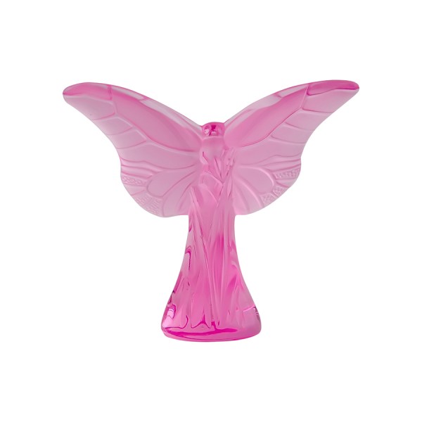 Lalique - Figure Butterfly Rose Pink Crystal 