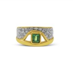 18k Gold Emerald Diamond Ring 
