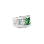 Leo Pizzo 18k White Gold Emerald Diamond Ring 