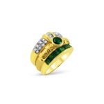 18k Gold Emeralds and Diamond Ring 