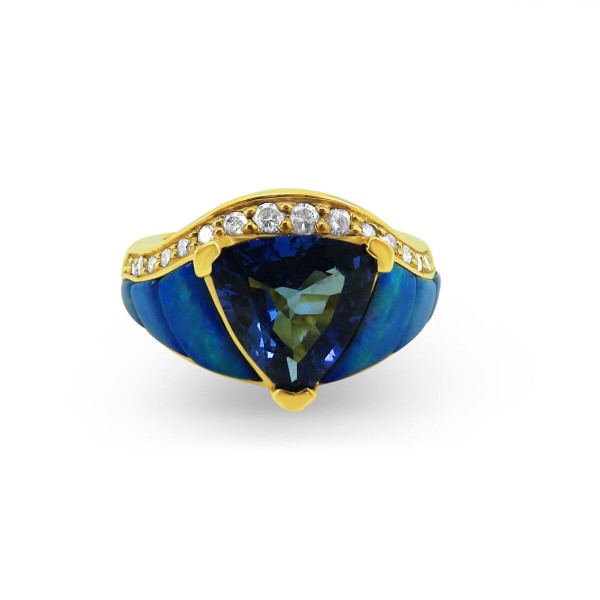 Kabana - Tanzanite and Australian Opal Diamond Ring