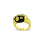 Asch Grossbart  - Black Onyx and Mother of Pearl Diamond Ring 