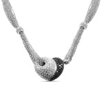 Leo Pizzo Black and White Diamond Heart Pendant Necklace 
