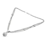 Four Chain Leo Pizzo Necklace With Diamond Stations in 18k White Gold