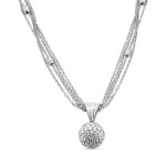 Four Chain Leo Pizzo Necklace With Diamond Stations in 18k White Gold