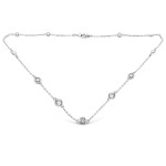 14k White Gold Bezel Diamond Necklace
