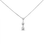 Three-Stone Drop Diamond Pendant Necklace In 14k White Gold 