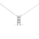 Three-Stone Diamond Necklace in 14k White Gold 