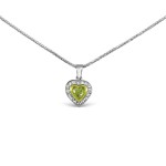 Yellow Diamond Heart Pendant in 18k White Gold 