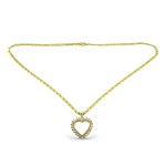 14k Yellow Gold Necklace With Heart Shaped Diamond Pendant 