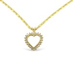 14k Yellow Gold Necklace With Heart Shaped Diamond Pendant 